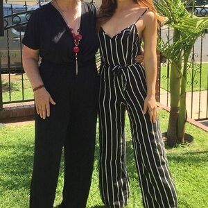 Black and White Striped Jumpsuit